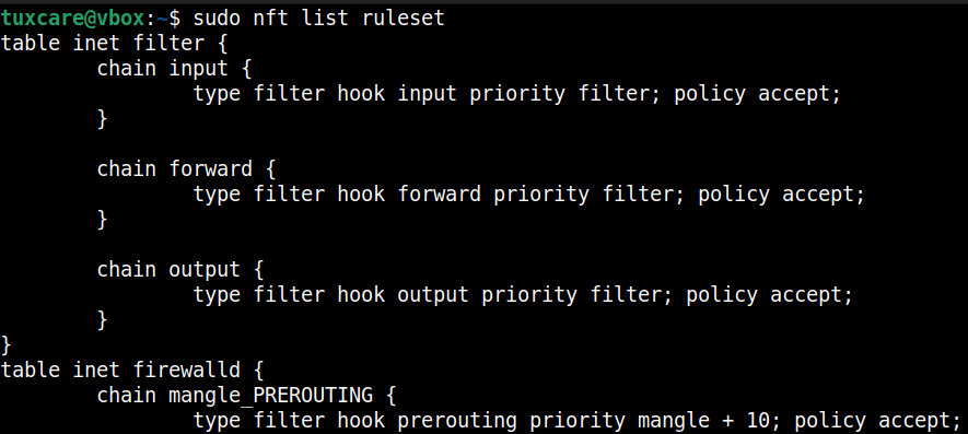 nftables ruleset output